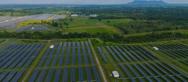 A solar farm on a sunny day