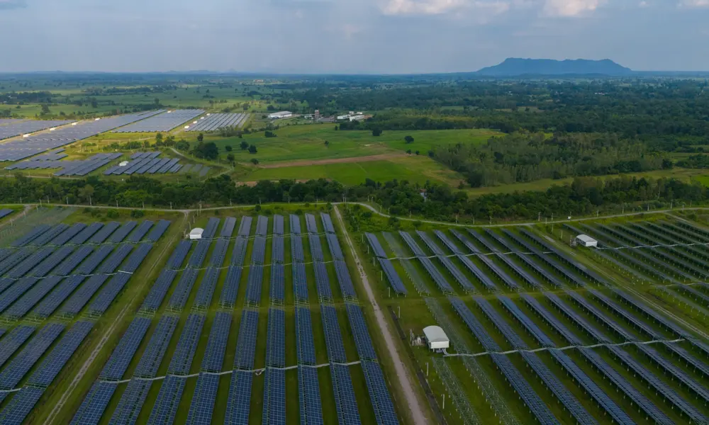 A solar farm on a sunny day