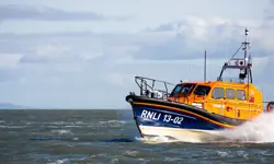 The Shannon lifeboat out at sea.