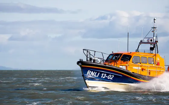The Shannon lifeboat out at sea.