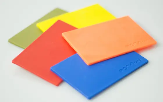 Different coloured rectangular pieces of FORMcard.
