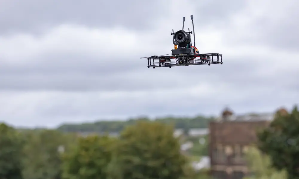 A drone flying in the sky.