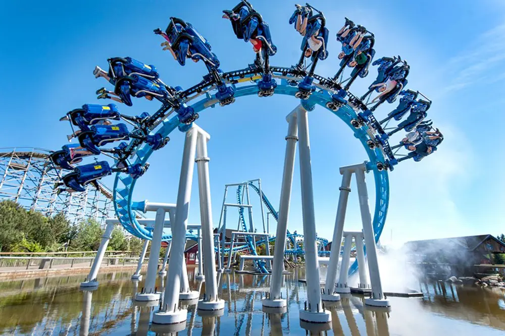 People riding the Orkanen roller-coaster in Denmark. 