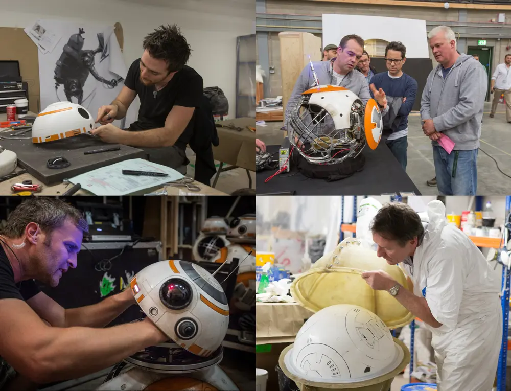 Different versions of BB-8 being built.