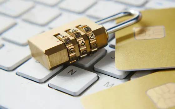 A padlock on a keyboard.